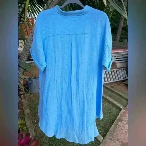 Citrine Swim Breaker Shirt Dress XL Small Beach Coverup Blue Gauze $128 - Picture 2 of 3